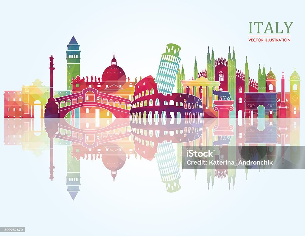 Italien Skyline. Vektor-illustration - Lizenzfrei Monumente Vektorgrafik