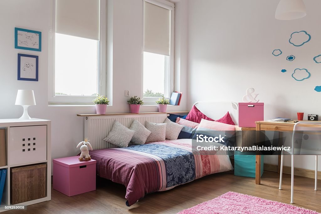 Homely modern room for teenager Interior of homely modern room for teenager Bedroom Stock Photo