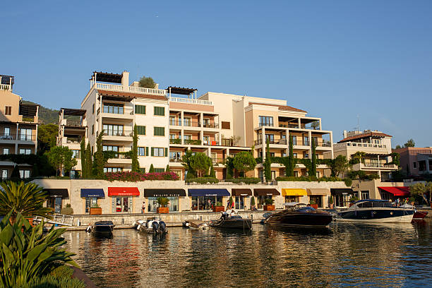 Luxury yacht marina in Porto Montenegro stock photo