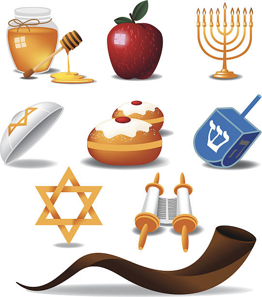 jewish icons - yom kippur stock illustrations