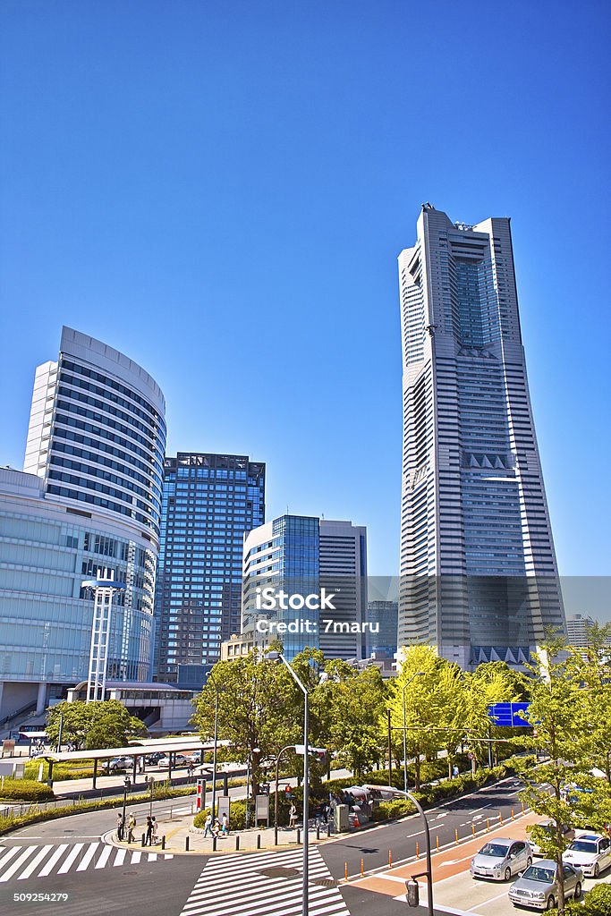 Yokohama Minato Mirai district Minato Mirai district of Yokohama, Japan. Landscape from Sakuragi-cho Station. Car Stock Photo