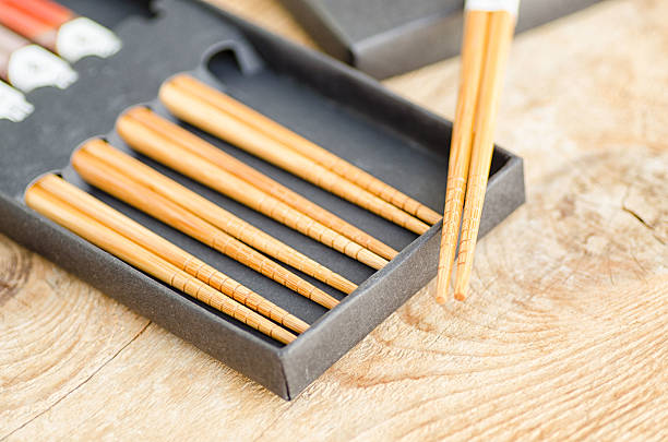 istock Chinese bamboo chopsticks in black box on wooden background 509256266