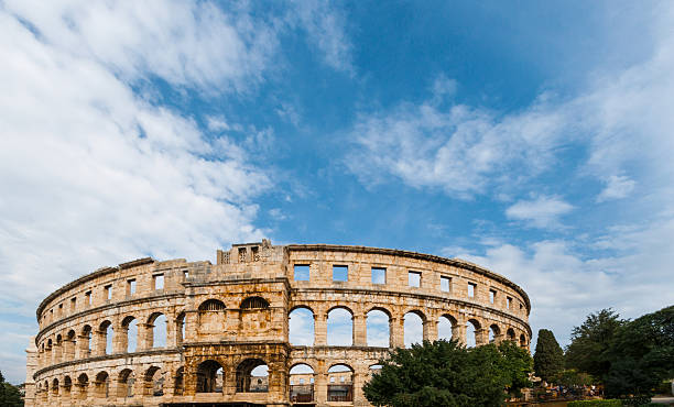 Pula Croatia Roman time arena detail UNESCO world heritage site. stock photo