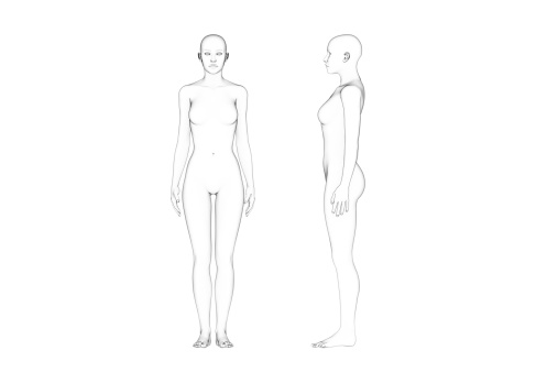 3D illustration of  human body shape (female). Useful for art, health-care, product design etc.