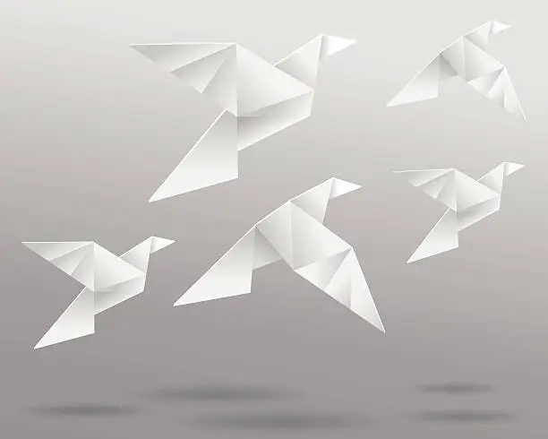 Vector illustration of Origami Birds In Flight
