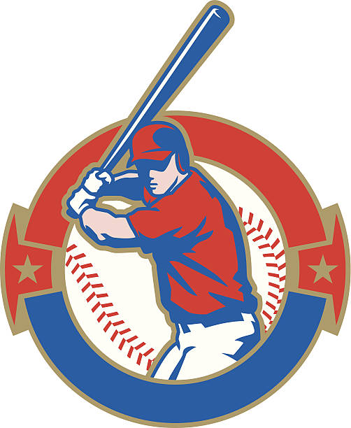 Baseball Batter Crest Illustration of a baseball batter. All colors are separated in layers. Easy to edit. Black and white version (EPS10,JPEG) included. baseball batter swinging stock illustrations