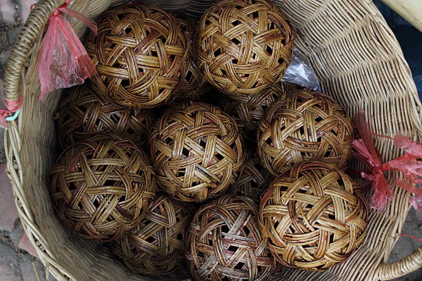 Sepaktakraw sale in ancient shop, stock photo