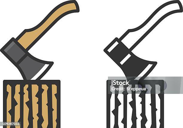 Stump With An Ax Stock Illustration - Download Image Now - Tree Stump, Axe, Lumberjack