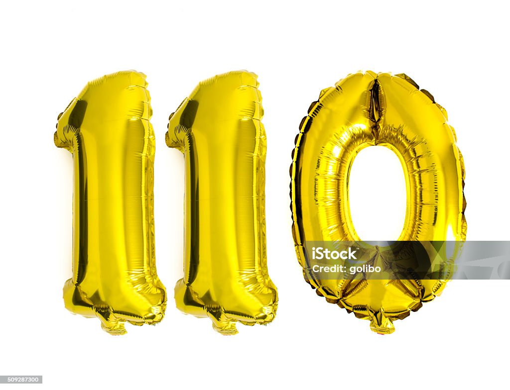 Number 110 Written With Foil Balloons Isolated On White Stock Photo Number 110 Written With Foil Balloons Isolated On White Stock Photo
