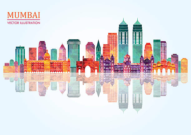 ilustraciones, imágenes clip art, dibujos animados e iconos de stock de silueta de los edificios de la ciudad de mumbai. ilustración vectorial - mumbai