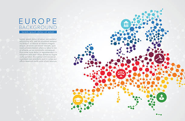 европа векторный фон в горошек - connection in a row striped globe stock illustrations