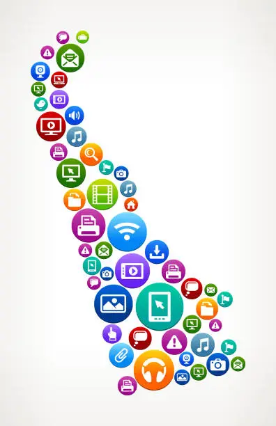 Vector illustration of Delaware Technology Internet and Web Media Icon Pattern