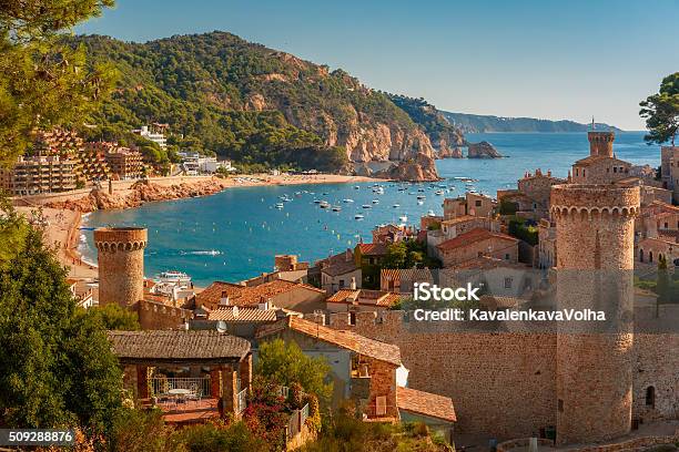 Tossa De Mar On The Costa Brava Catalunya Spain Stock Photo - Download Image Now - Spain, Barcelona - Spain, Beach