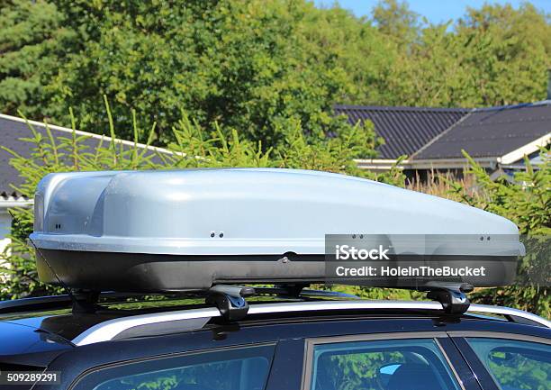 Roof Box On Car With Tree Background Stock Photo - Download Image Now - Box - Container, Car, Cargo Container