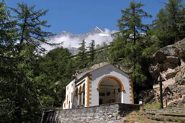 One of the chapels along the Chapel Trail from Saas Grund  to Saas Fee in the Wallis Alps of Switzerland
