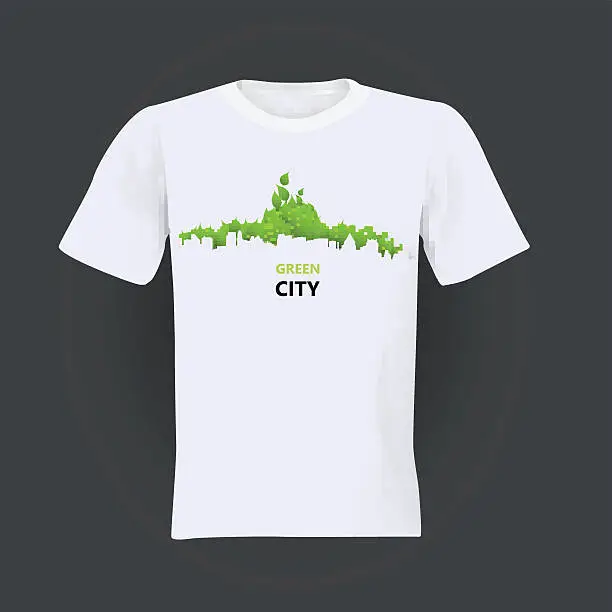 Vector illustration of Green Eco Recycle T-shirt Design