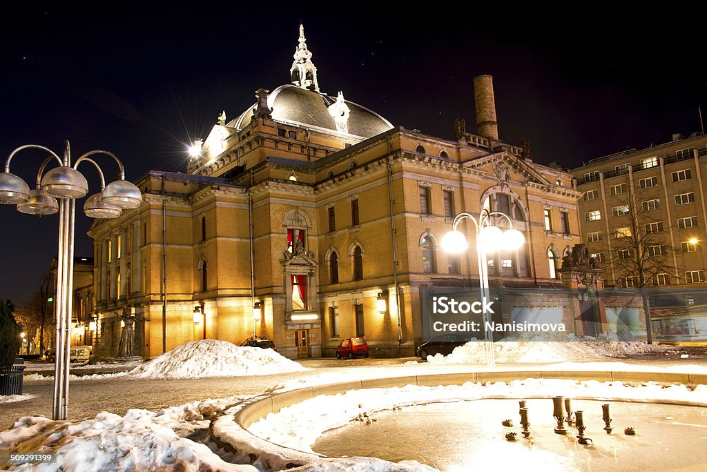 National theater Oslo National theatre in Oslo at night winter Oslo Stock Photo