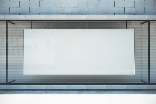 istock Large blank banner in a shop window, mock up 509292144