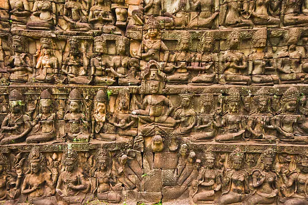 Bas-relief sculptures at the Terrace of the Leper King, Siemreap, Cambodia