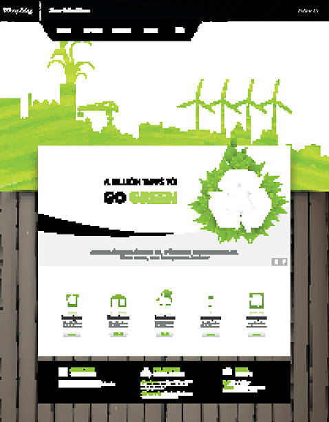 illustrations, cliparts, dessins animés et icônes de professionnel vert eco une page de conception de site web vector - plan web page illustration and painting internet