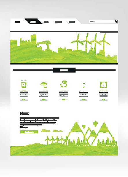illustrations, cliparts, dessins animés et icônes de équipe de conception de site web vector vert eco - plan web page illustration and painting internet