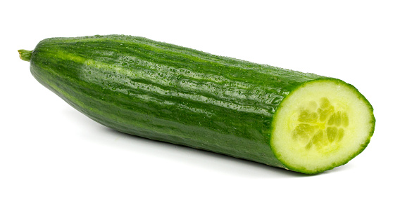 cucumber with water drops on a white background