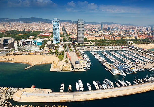 istock Port Olimpic from helicopter. Barcelona 509295997