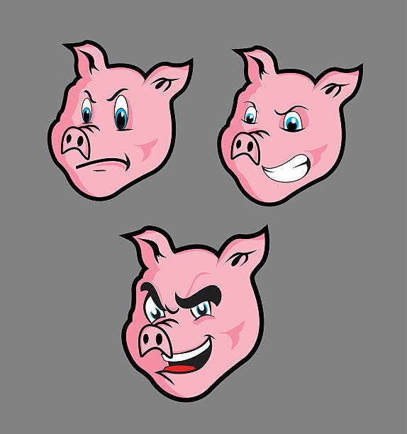 Pig Heads vector art illustration