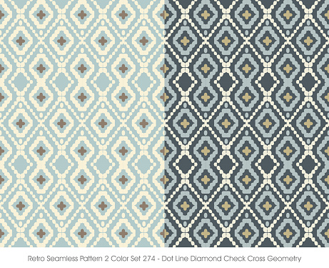 Diamond Check Pattern Retro Seamless Pattern 2 Color Set274 Dot Line Diamond Check Stock ...