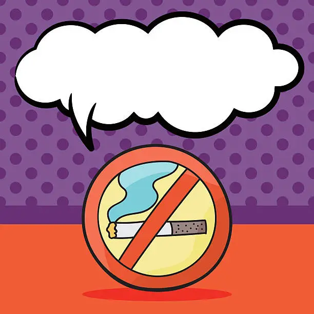 Vector illustration of no smoking doodle, speech bubble