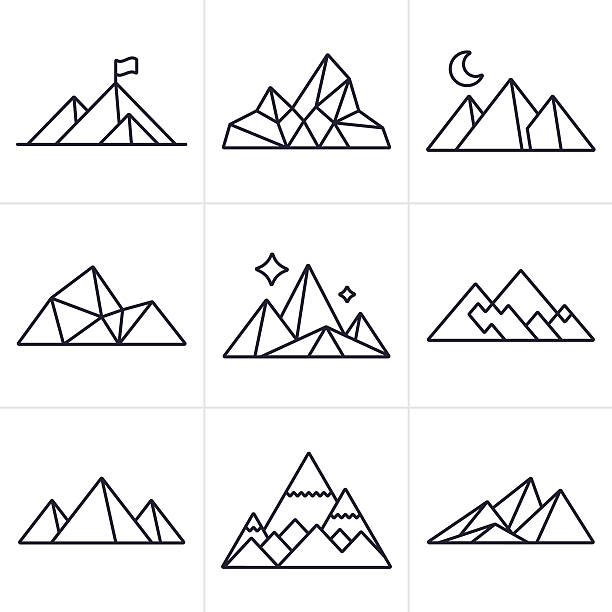 Mountain Symbols and Icons Mountain and line drawing symbol and icon collection. EPS 10 file. wilderness area stock illustrations