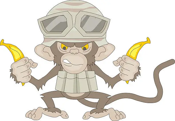 Vector illustration of monkey soldier