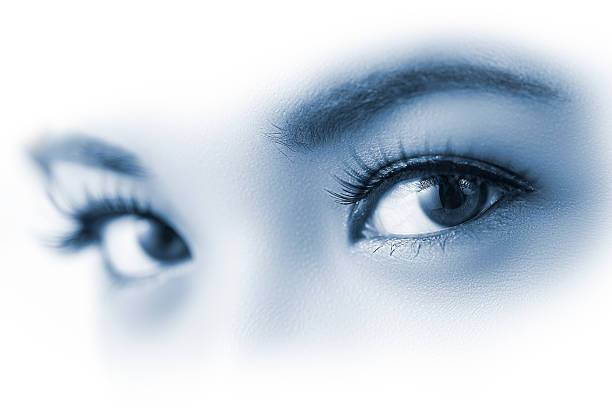 глаз макро - baby human eye blue toned image стоковые фото и изображения