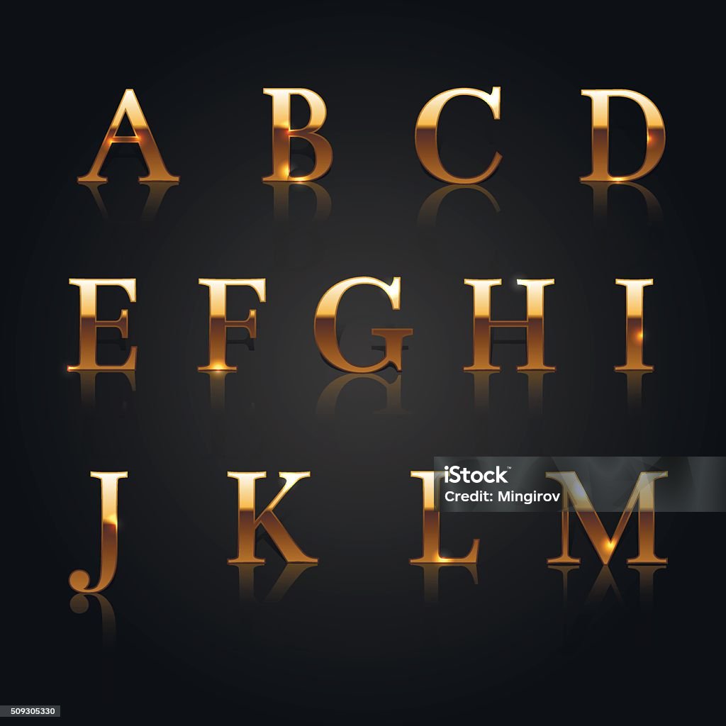 Abc Letters Golden Golden Alphabet Stock Illustration - Download Image Now - Alphabet ...