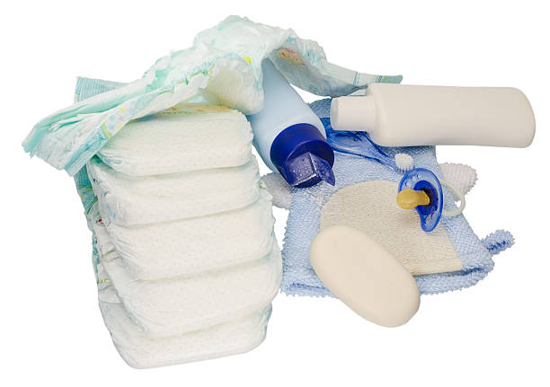 istock children's bath products and hygiene items closeup 509305848