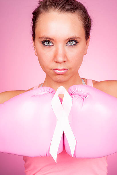 istock Fight for Breast Cancer symbol on pink background 509307154
