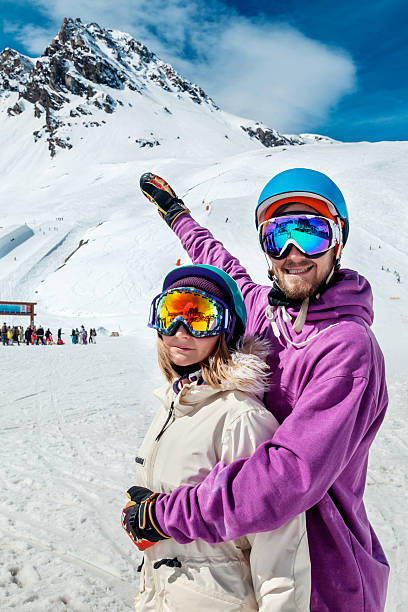 istock Beautiful couple at ski resort 509307230