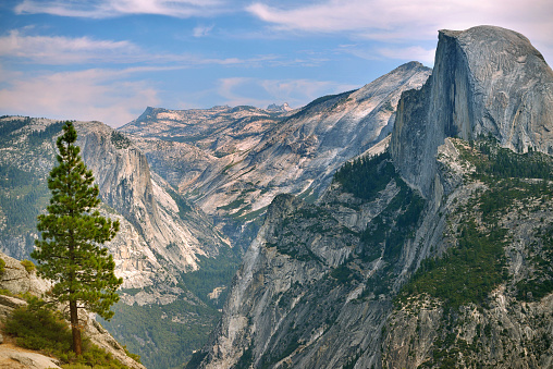 Beautiful view from the Yosemite National Park with the famous Half Dome.