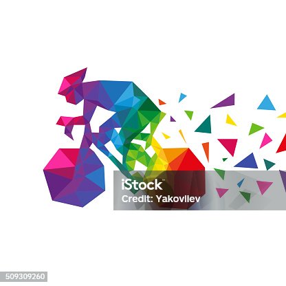 istock Bicyclist abstract triangle isolated on a white backgrounds, vector illustration 509309260