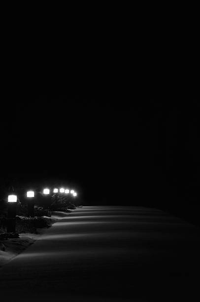 istock Illuminated Snowy Park Night Lanterns, Bright Lit Snow Outdoor Pavement 509310068