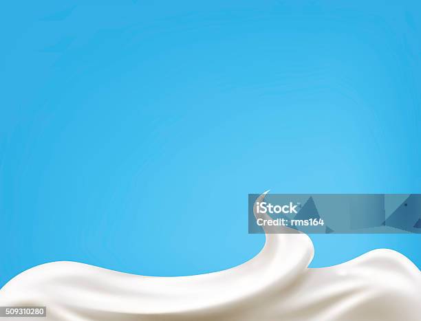 Sour Cream Isolated On Blue Background Stock Illustration - Download Image Now - Whipped Cream, Yogurt, Cream - Dairy Product