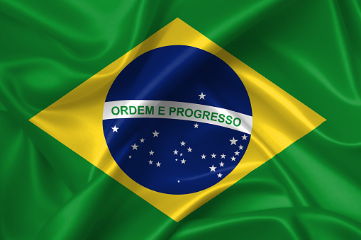 Brazilian flag in Rio de Janeiro, Brazil.
