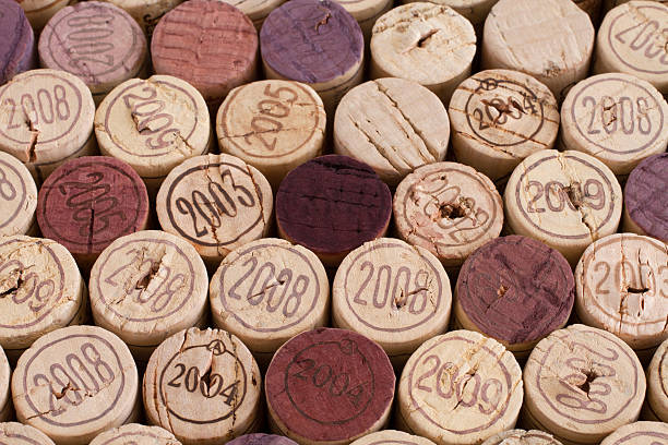 istock Wine bottle cork tops arranged tightly each other 509313046