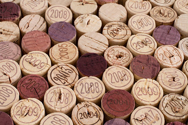 istock Wine bottle cork tops arranged tightly each other 509313132