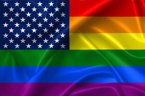 Flag of USA and LGBT 3D, silk texture