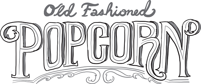Cursive Popcorn Retro Fresh Popcorn Hand Lettered Sign Design Stock Illustration ...
