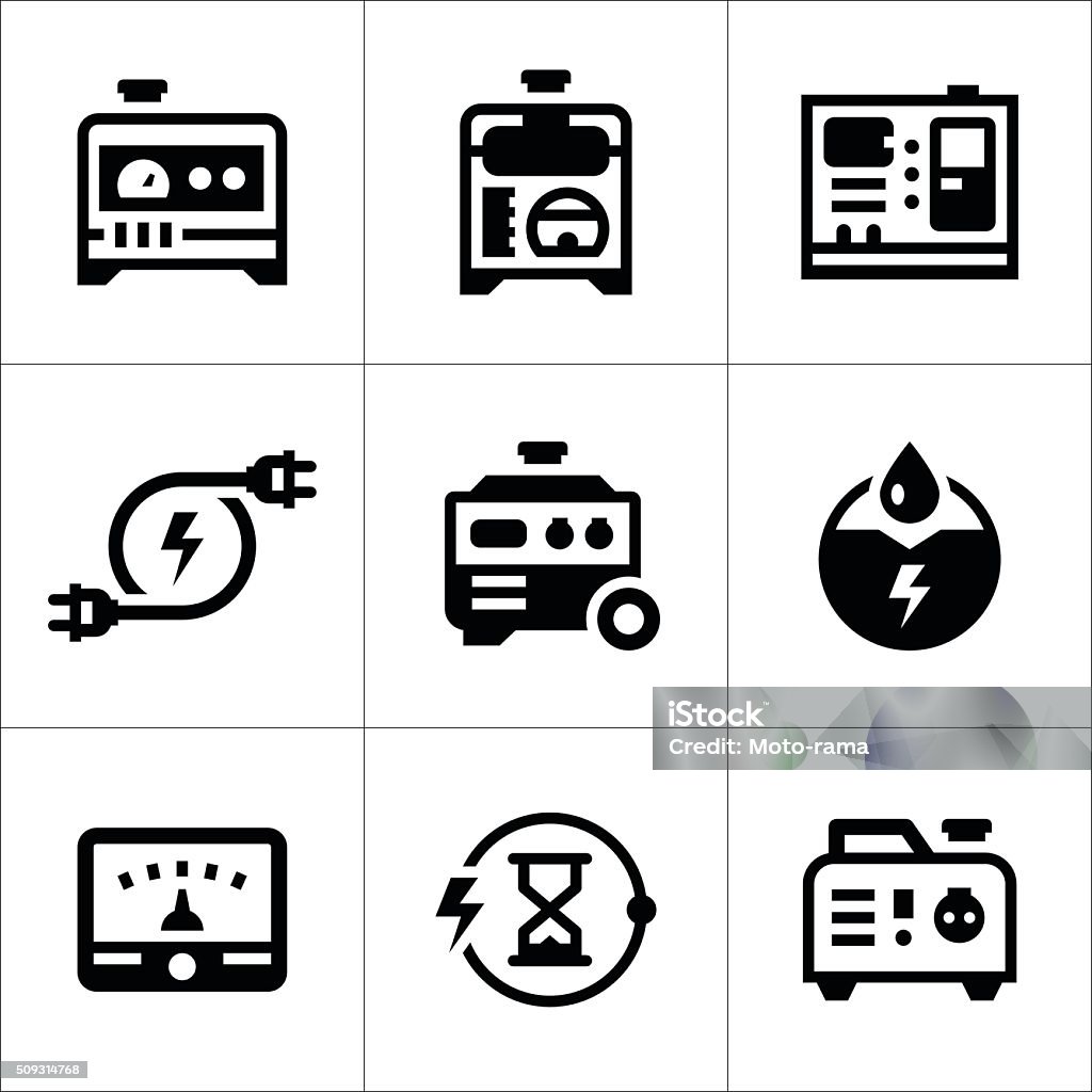 Ensemble d'icônes de générateur d'électricité - clipart vectoriel de Générateur d'énergie libre de droits