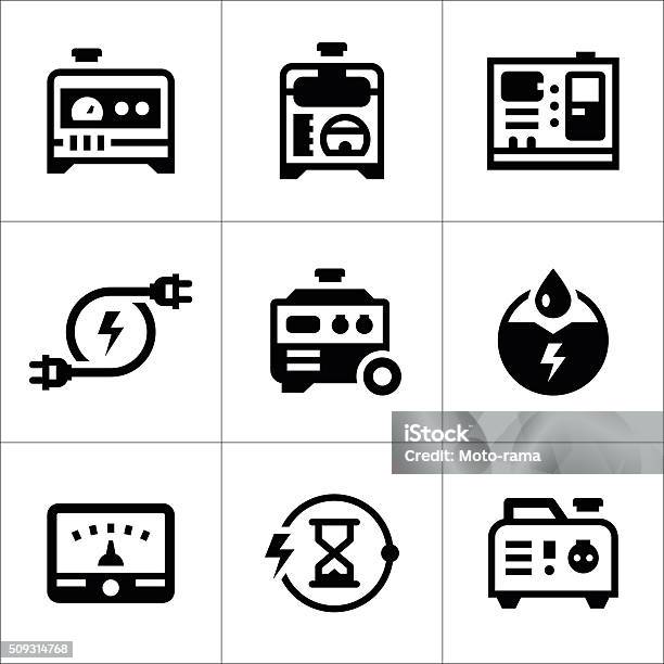 Ensemble Dicônes De Générateur Délectricité Vecteurs libres de droits et plus d'images vectorielles de Générateur d'énergie - Générateur d'énergie, Mobilité, Silhouette - Contre-jour