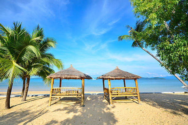 istock view of nice double bamboo hut on tropical beach 509322459