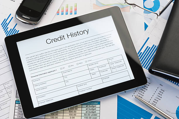 istock Online credit history form on a digital tablet 509322723